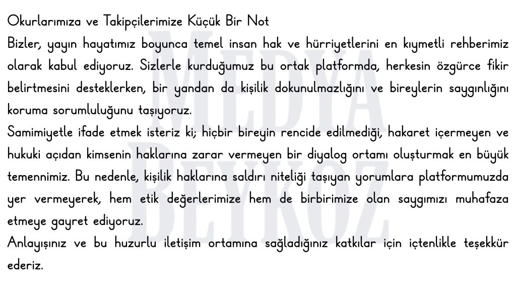 Okurlarımıza ve Takipçilerimize Küçük Bir Not