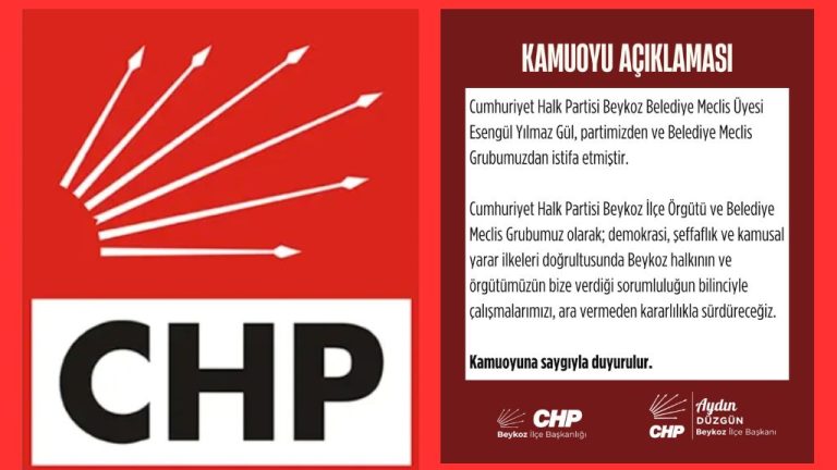 İSTİFA TEPKİSİ: CHP Beykoz İlçe Başkanlığı’ndan Kısa Açıklama