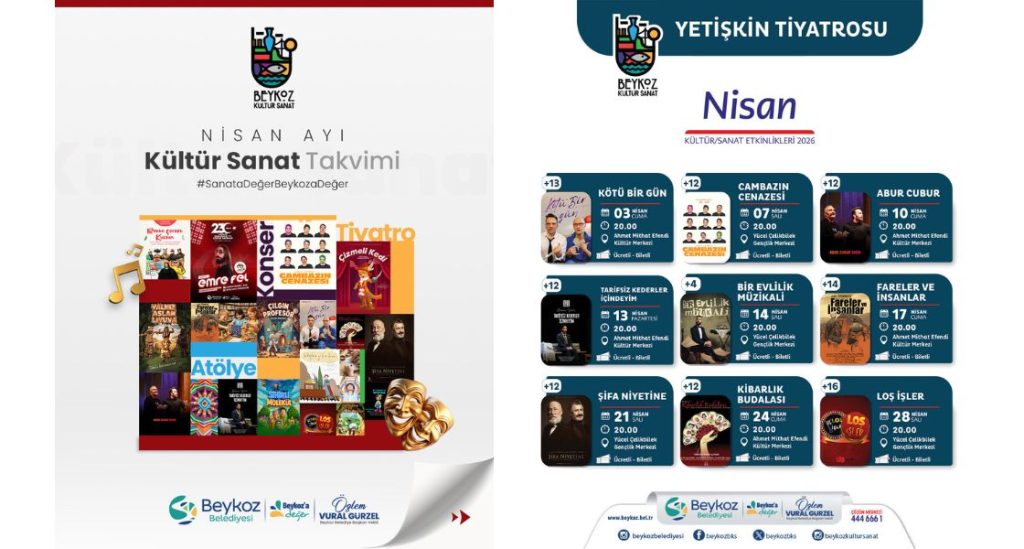 BEYKOZ BELEDİYESİ NİSAN 2026 KÜLTÜR SANAT TAKVİMİ TAM LİSTE