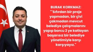 CHP’Lİ DENETİM KOMİSYONU ÜYESİ BURAK KORKMAZ: “ORTADA BORÇ BATAĞINA SÜRÜKLENMİŞ BİR BELEDİYE VARDIR”