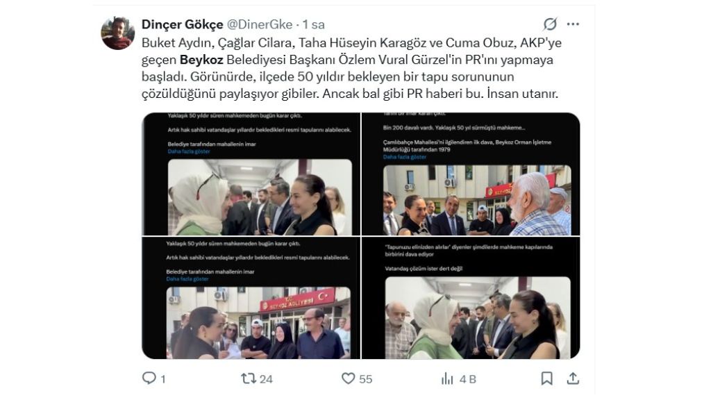 ÖZLEM VURAL GÜRZEL PAYLAŞIMI YAPAN GAZETECİLERE “PR HABERİ” ELEŞTİRİSİ