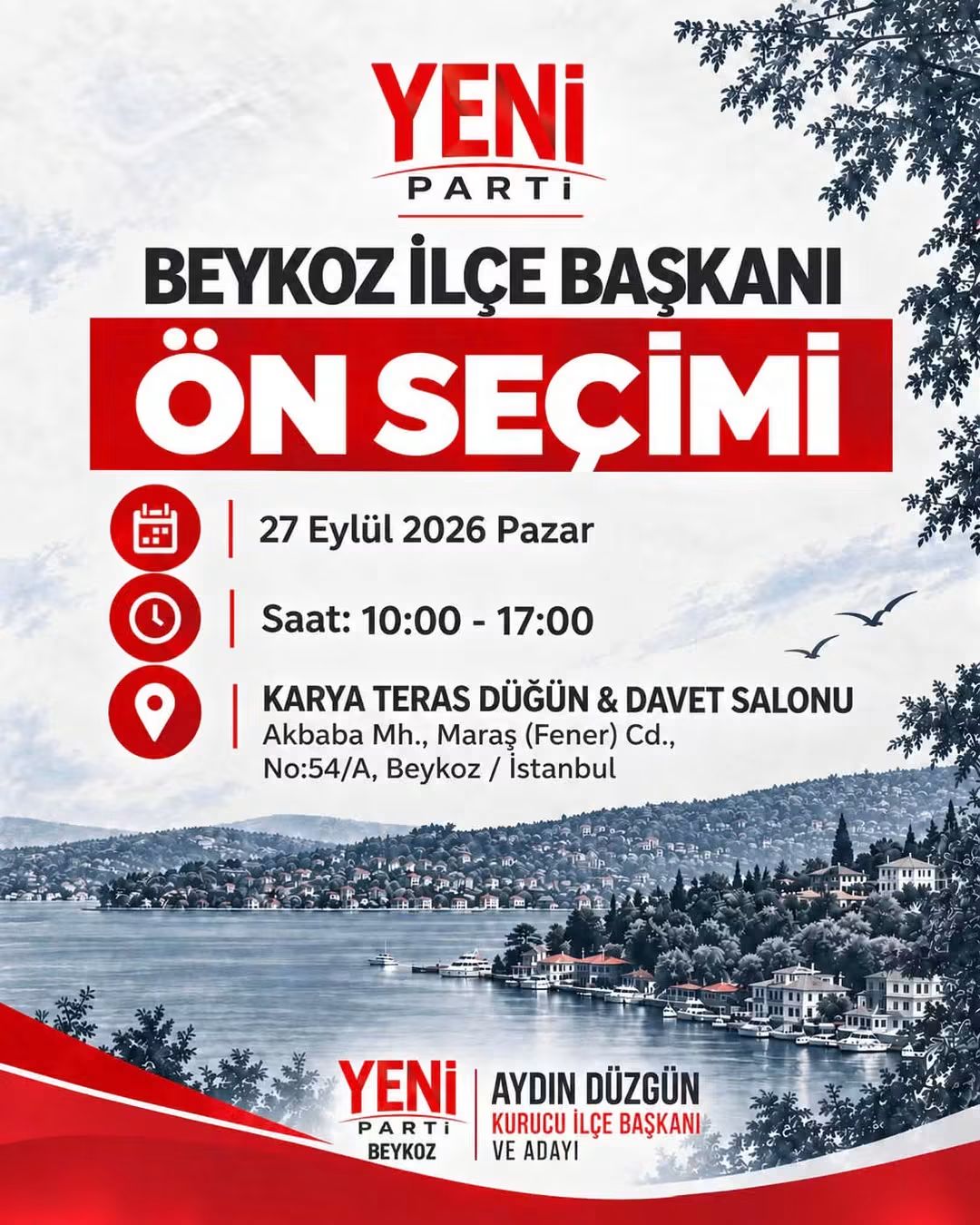 YENİ Parti Beykoz ilçe başkanlığı ön seçimi