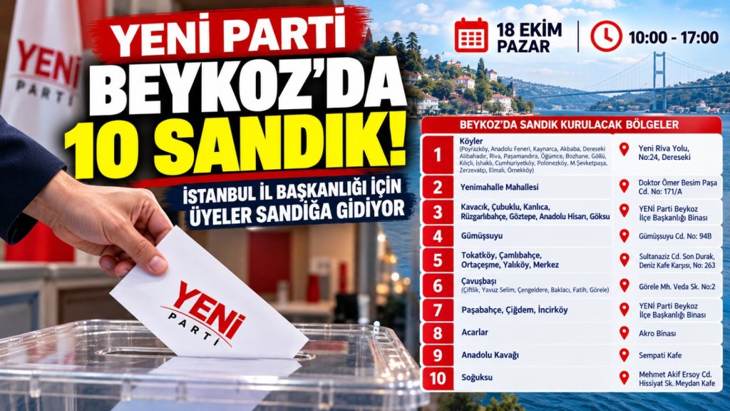 YENİ Parti İstanbul’da sandığa gidiyor: Beykoz’da 10 sandık kurulacak